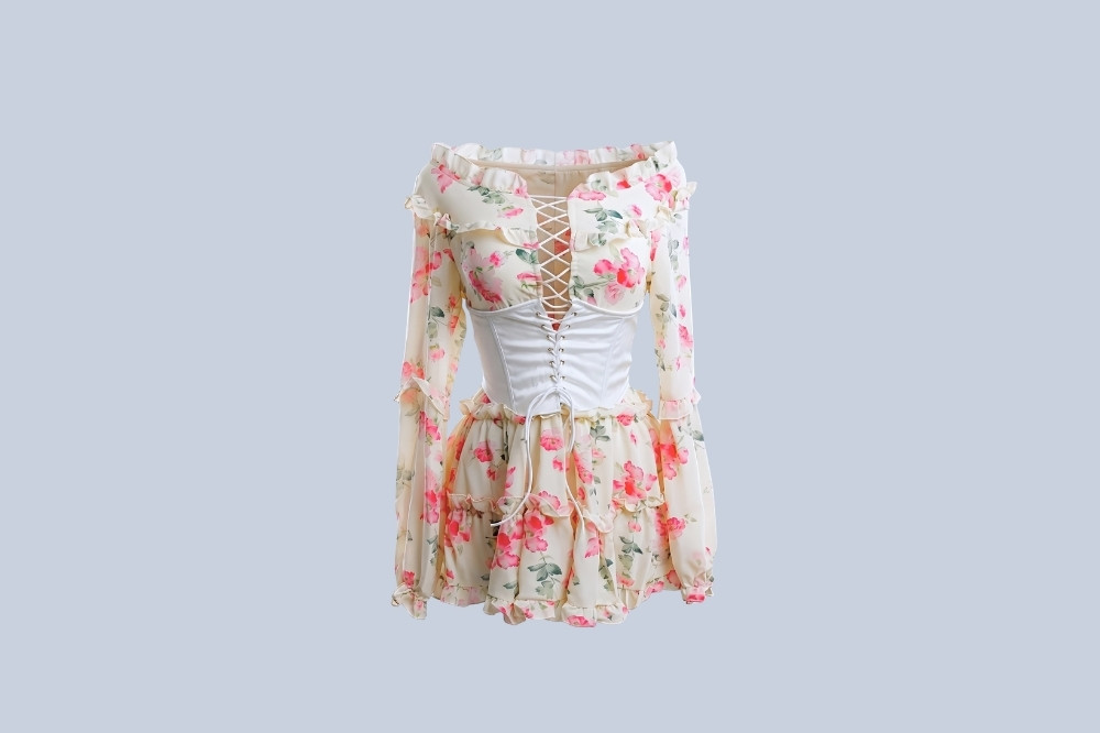 Gardenia Floral Corset Mini Dress Gardenia Floral Corset Mini Dress